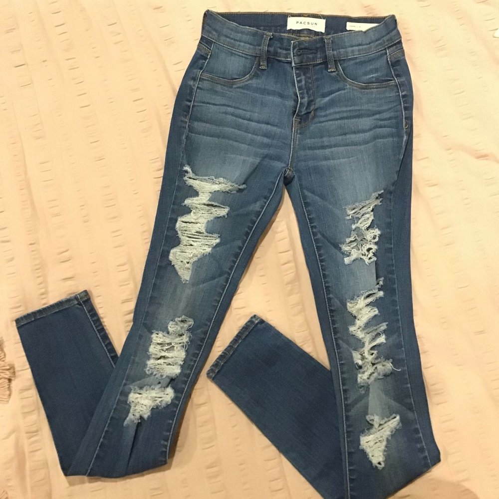Womens Medium wash Ripped Jeggings